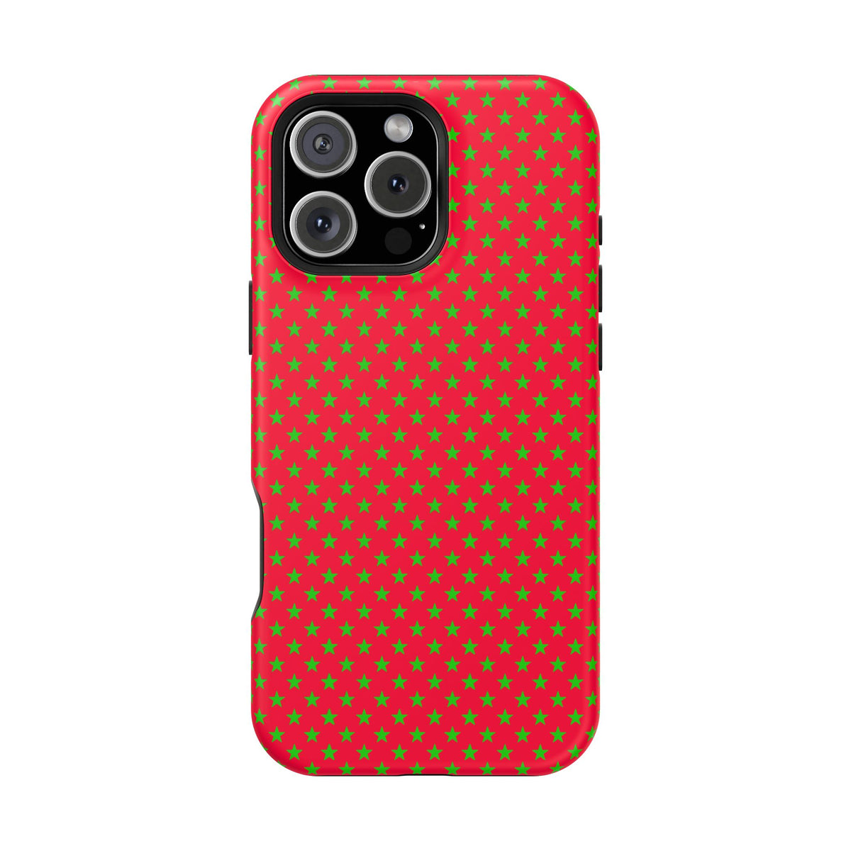 Festive Green Stars on Red MagSafe phone Case