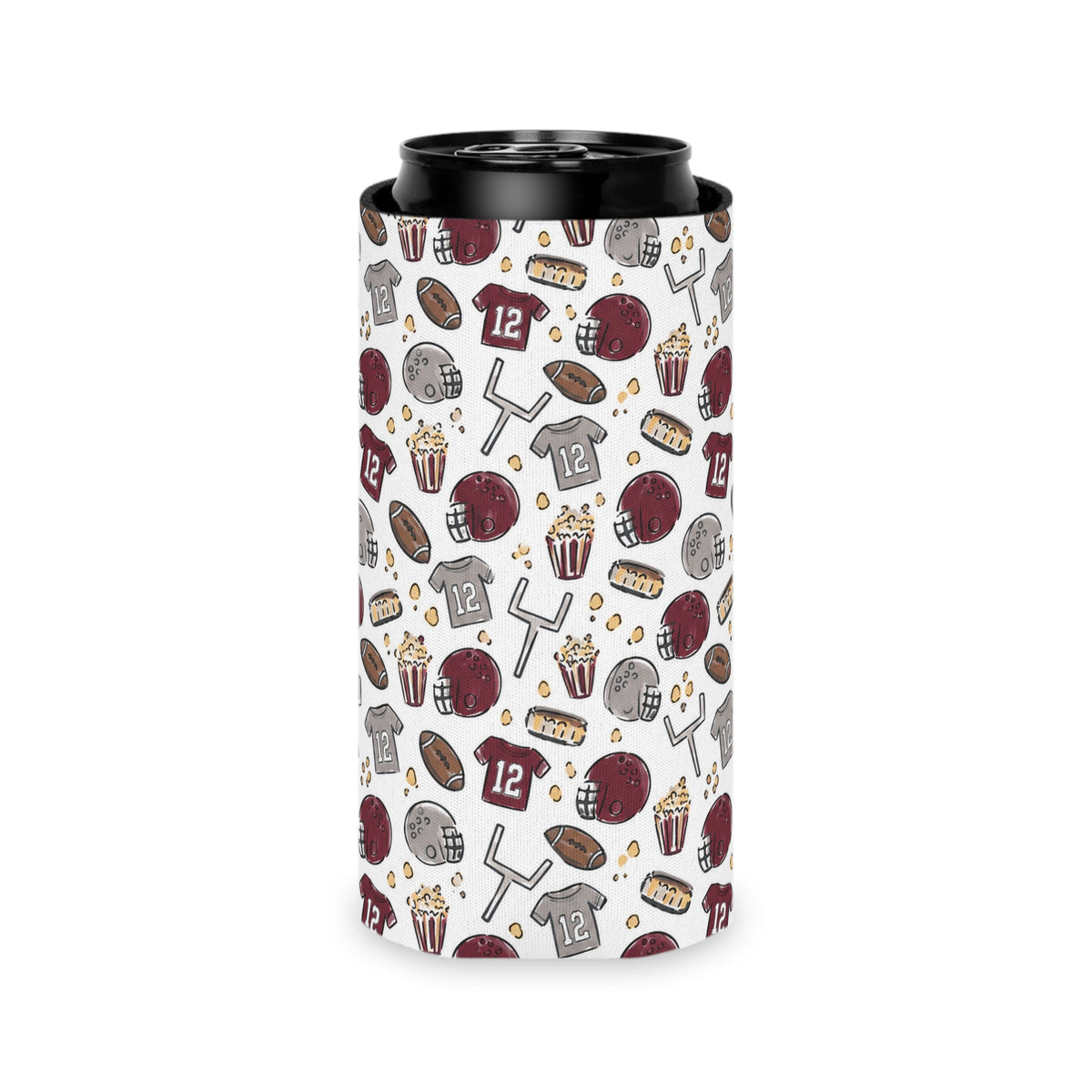 maroon football koozie