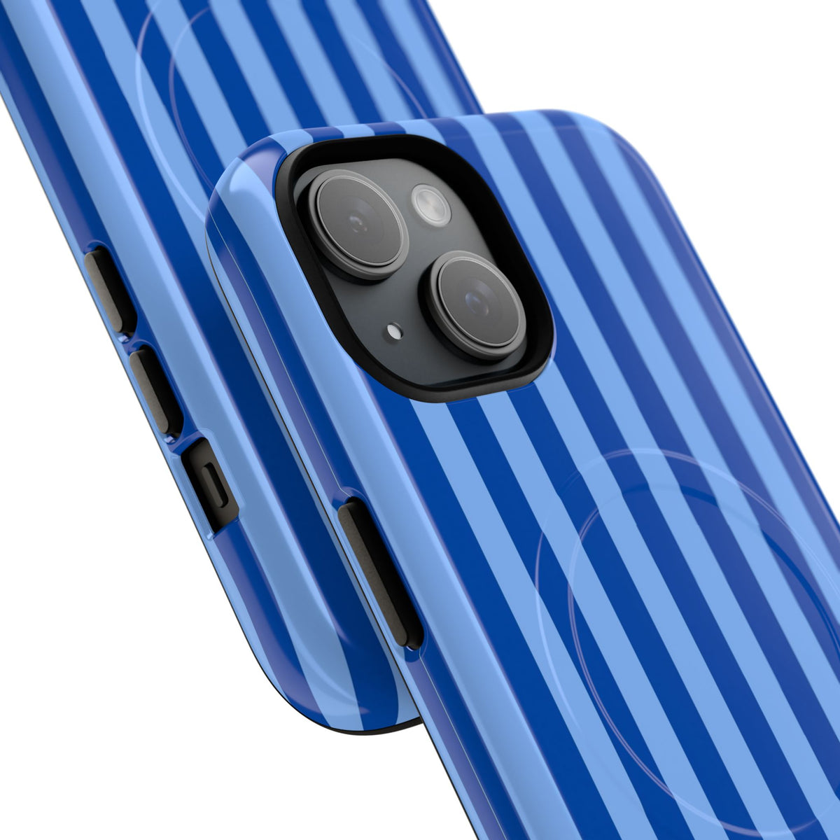 Striped Blue Magnetic Phone Case — Tough MagSafe-Compatible Protection