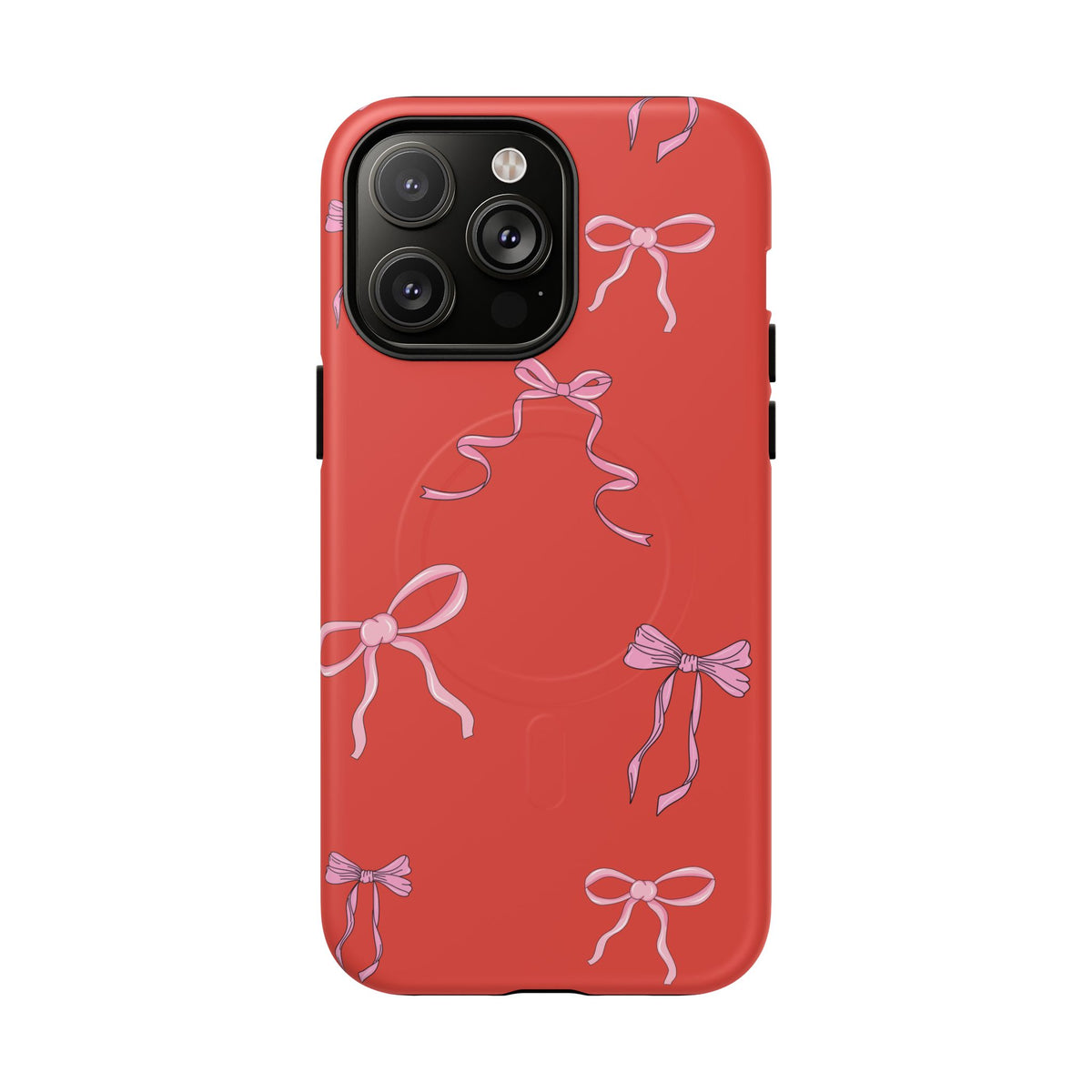 red and pink bow magsafe phone case