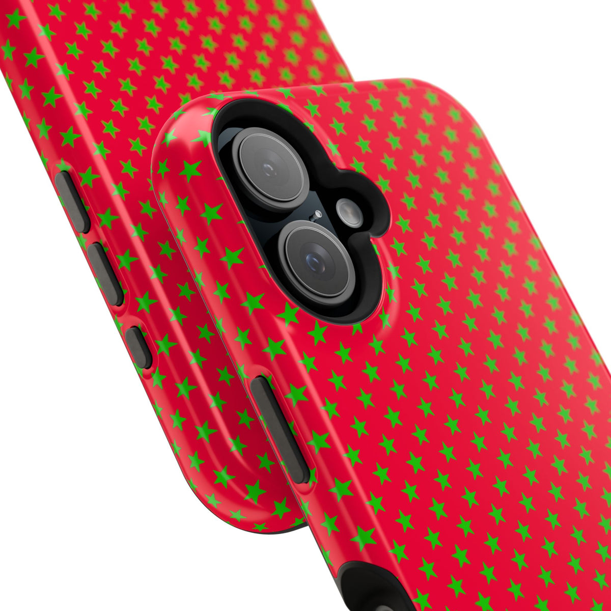 Festive Green Stars on Red MagSafe phone Case
