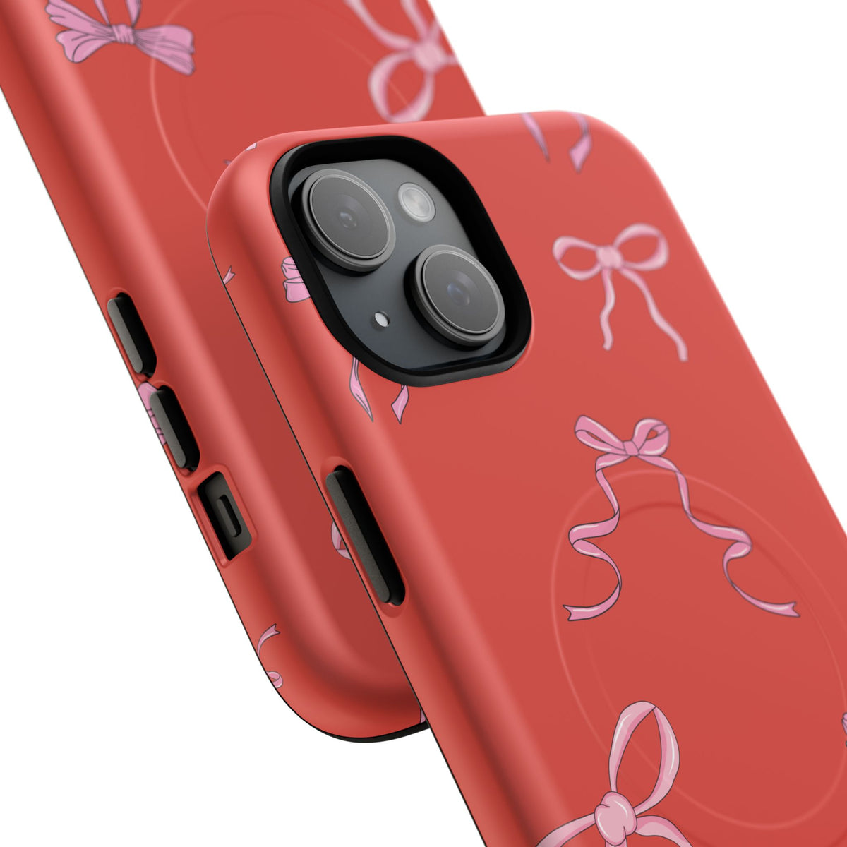 red and pink bow magsafe phone case