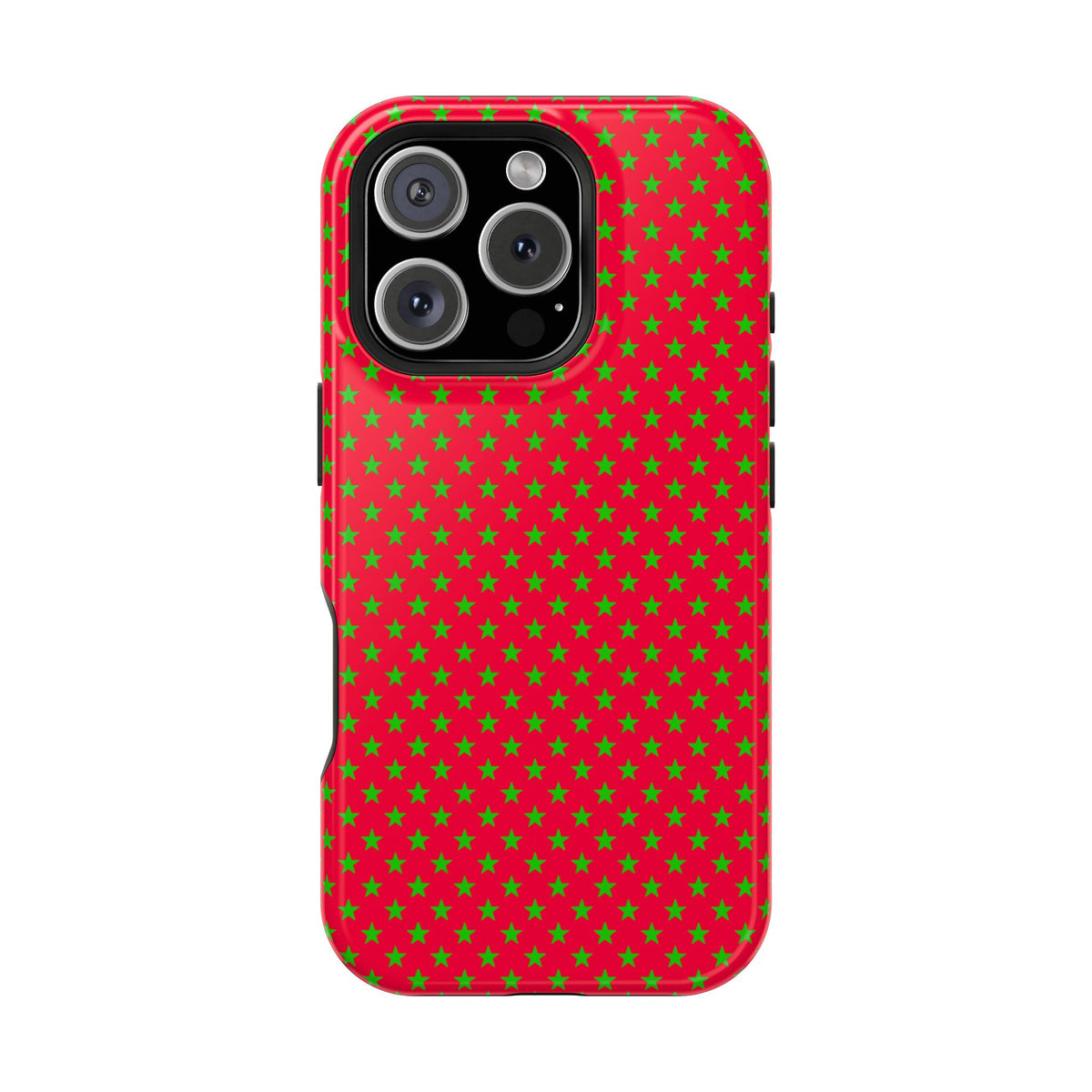 Festive Green Stars on Red MagSafe phone Case