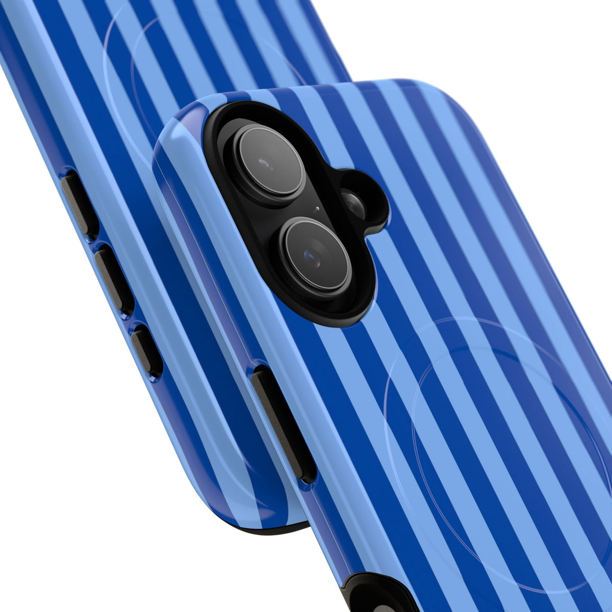 Striped Blue Magnetic Phone Case — Tough MagSafe-Compatible Protection
