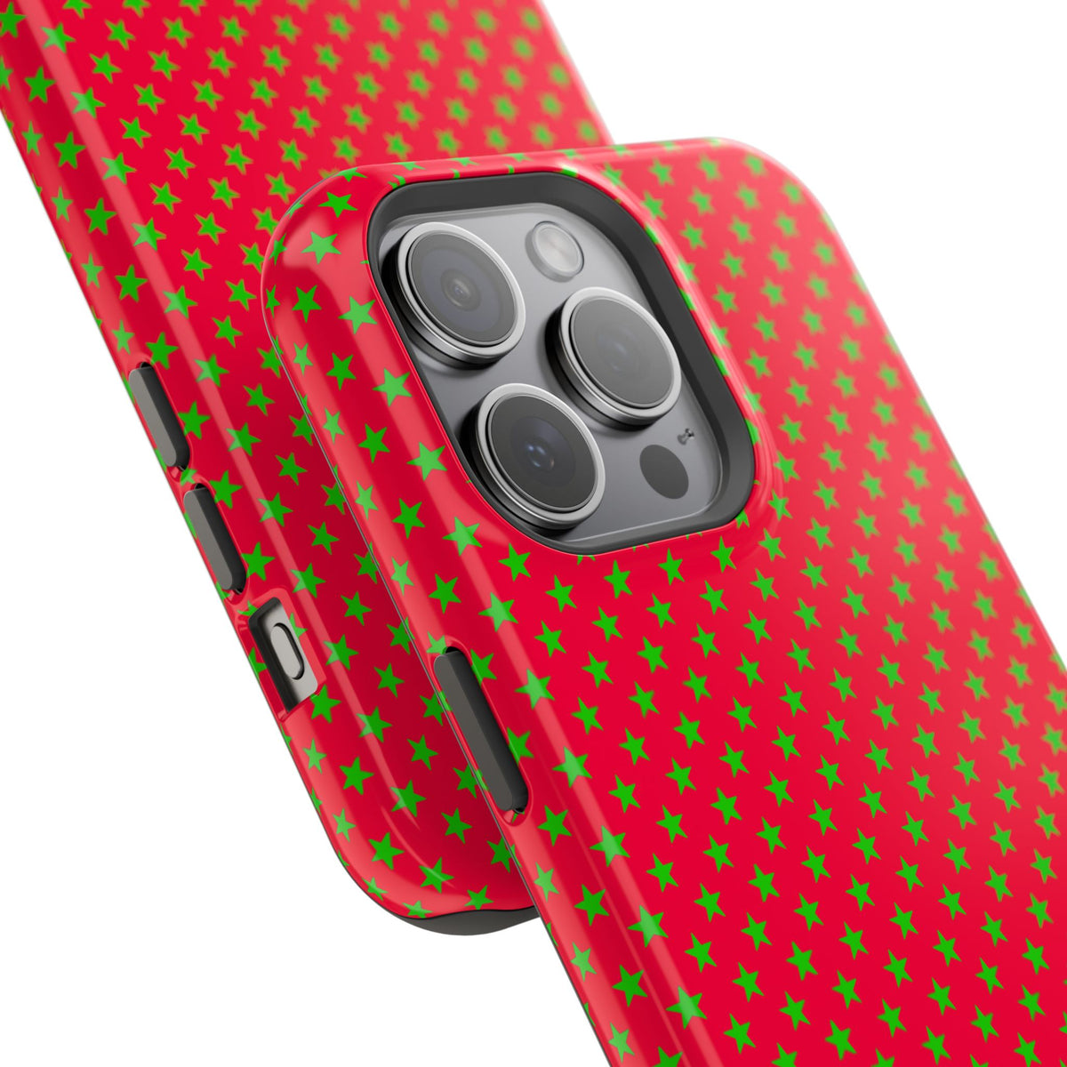 Festive Green Stars on Red MagSafe phone Case