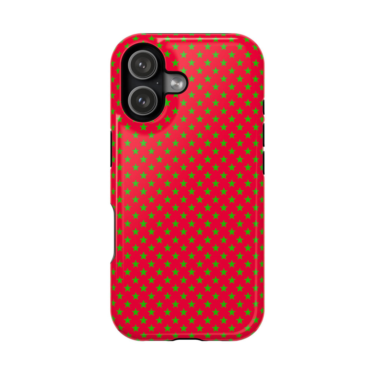 Festive Green Stars on Red MagSafe phone Case