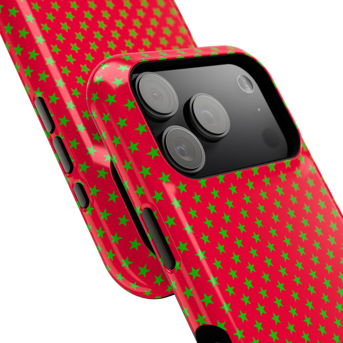 Festive Green Stars on Red MagSafe phone Case
