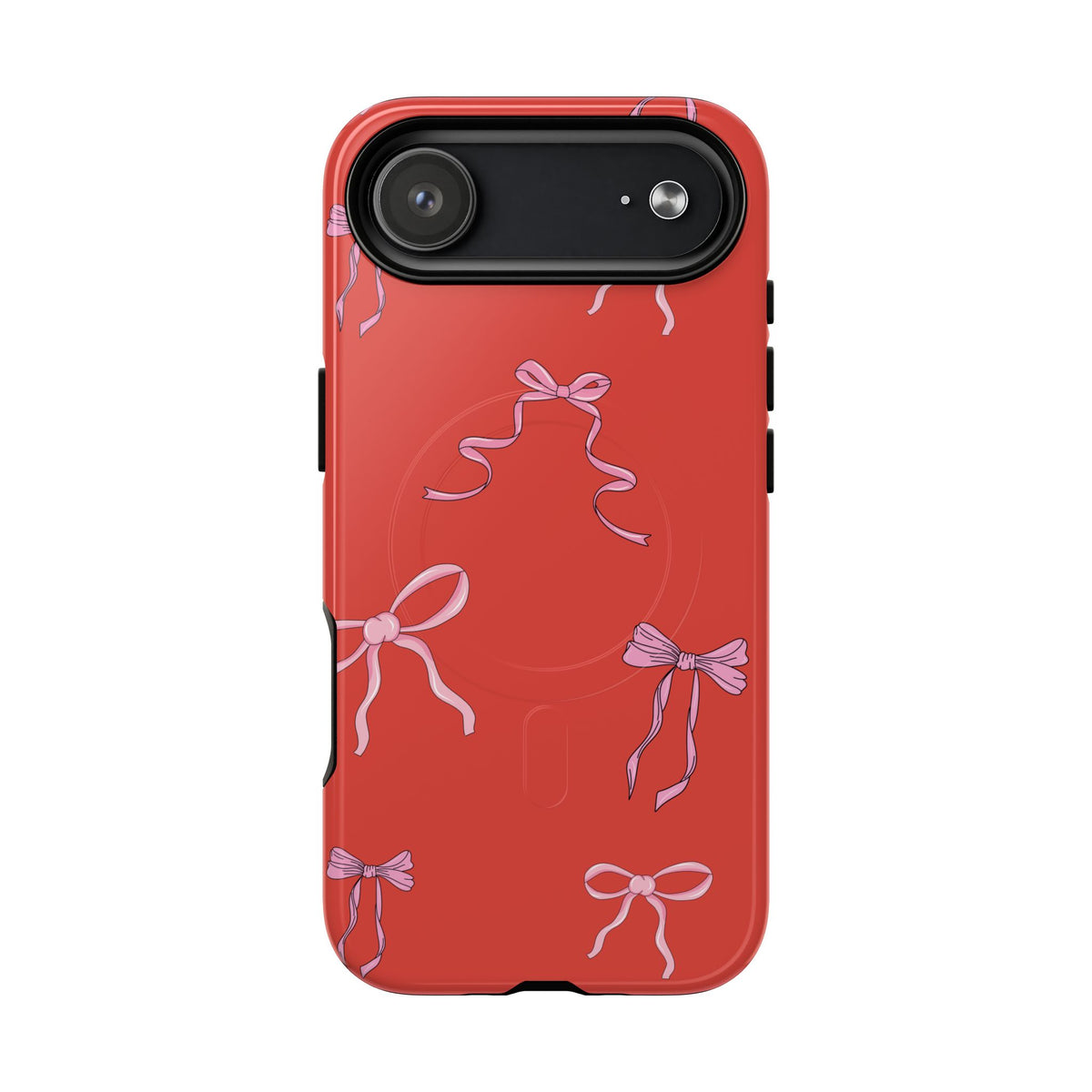 red and pink bow magsafe phone case