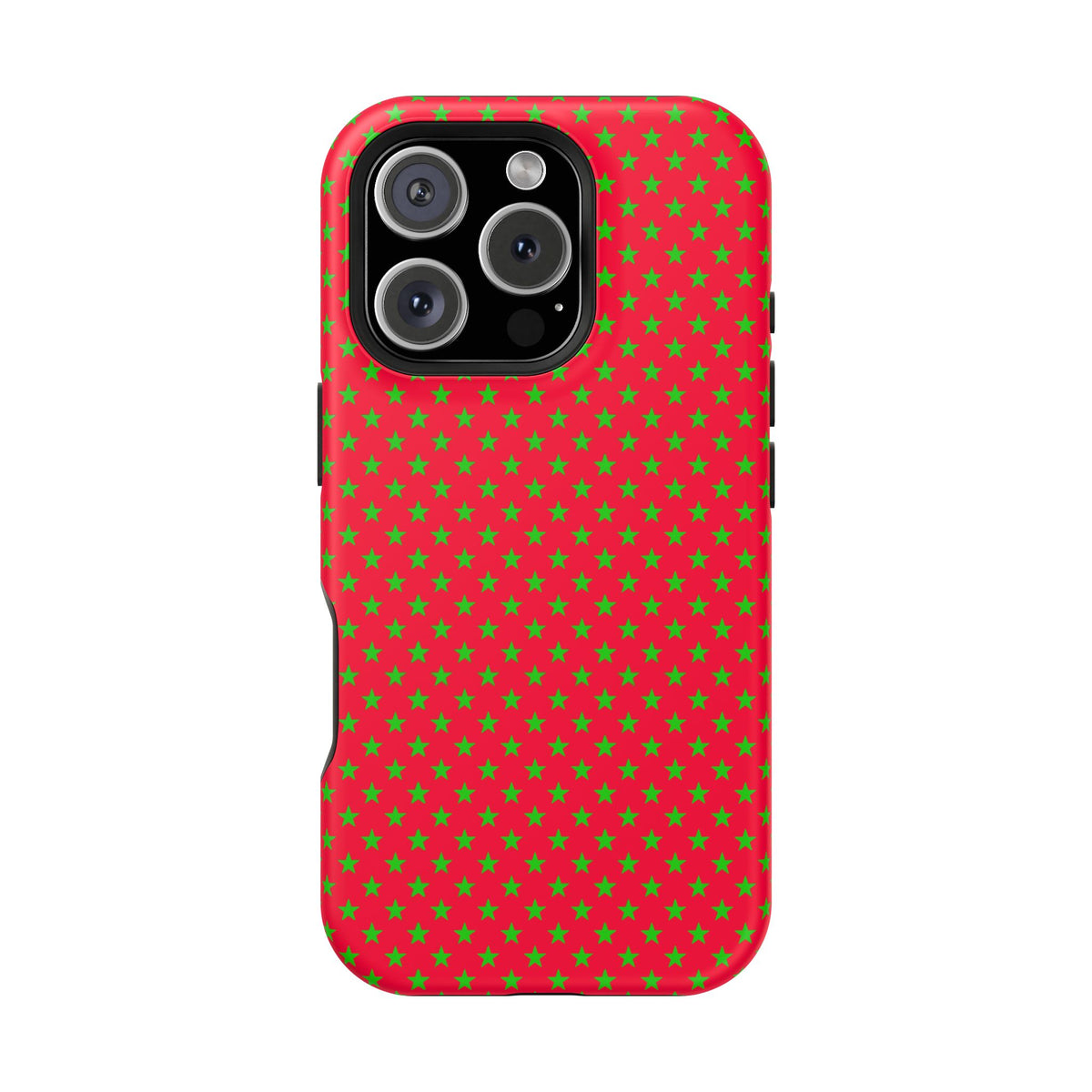 Festive Green Stars on Red MagSafe phone Case