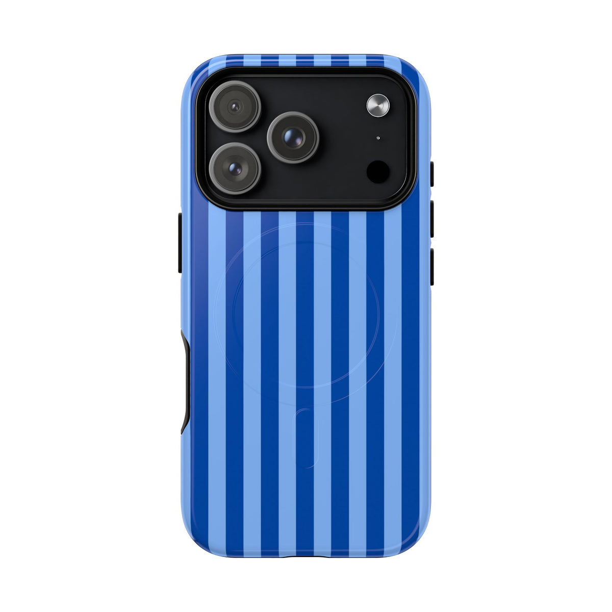 Striped Blue Magnetic Phone Case — Tough MagSafe-Compatible Protection