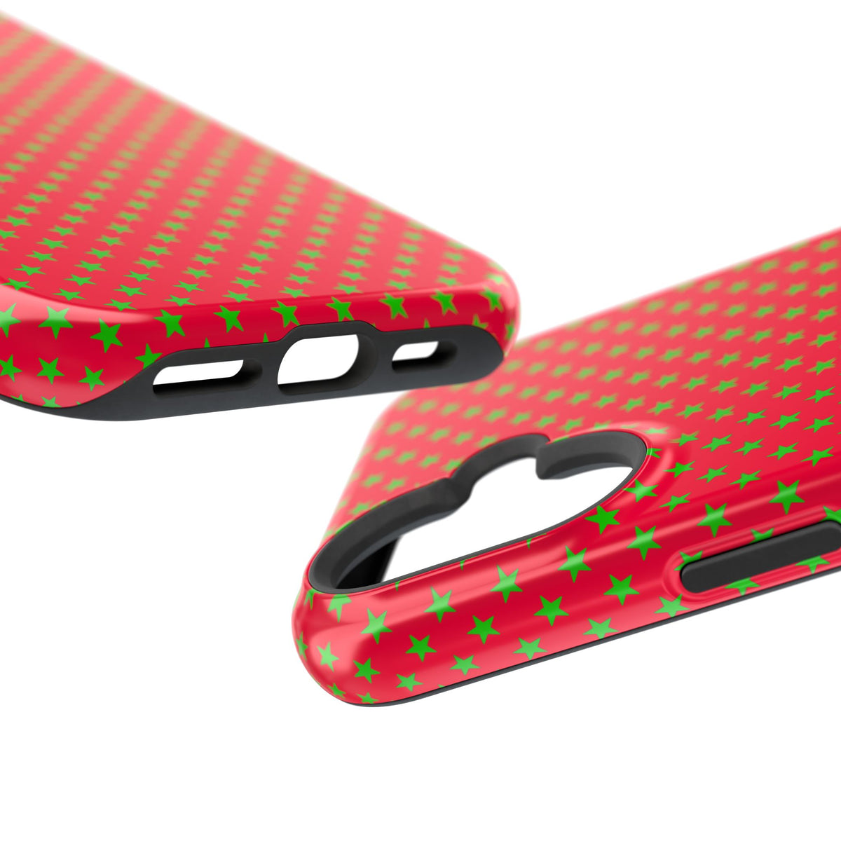 Festive Green Stars on Red MagSafe phone Case