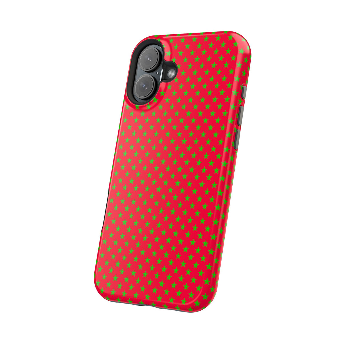 Festive Green Stars on Red MagSafe phone Case