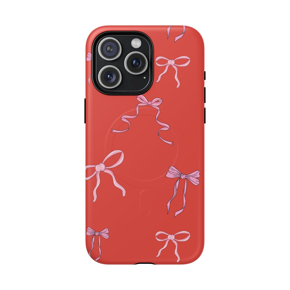 red and pink bow magsafe phone case
