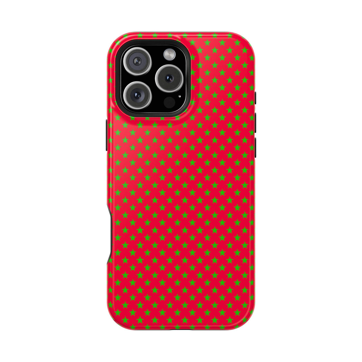 Festive Green Stars on Red MagSafe phone Case