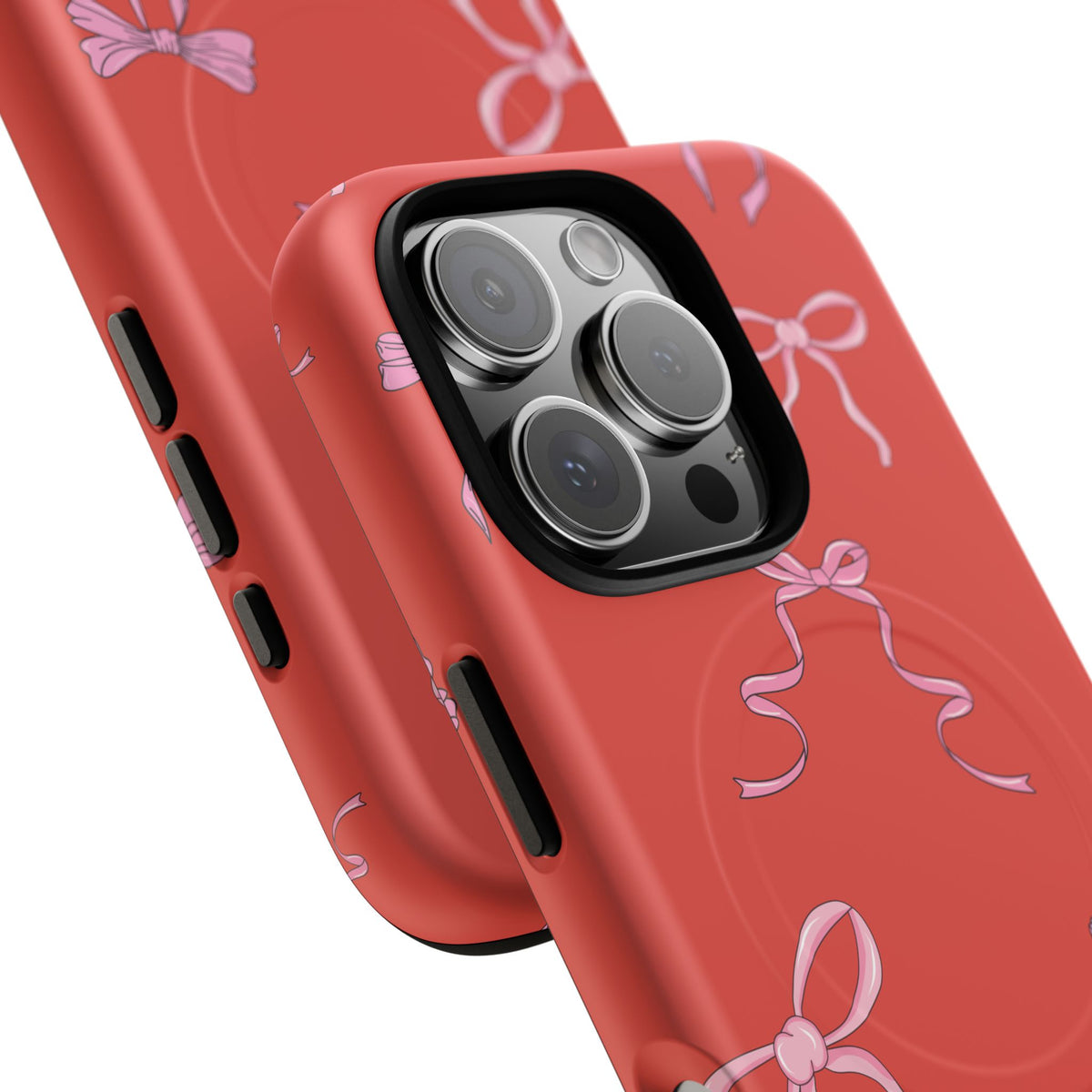 red and pink bow magsafe phone case