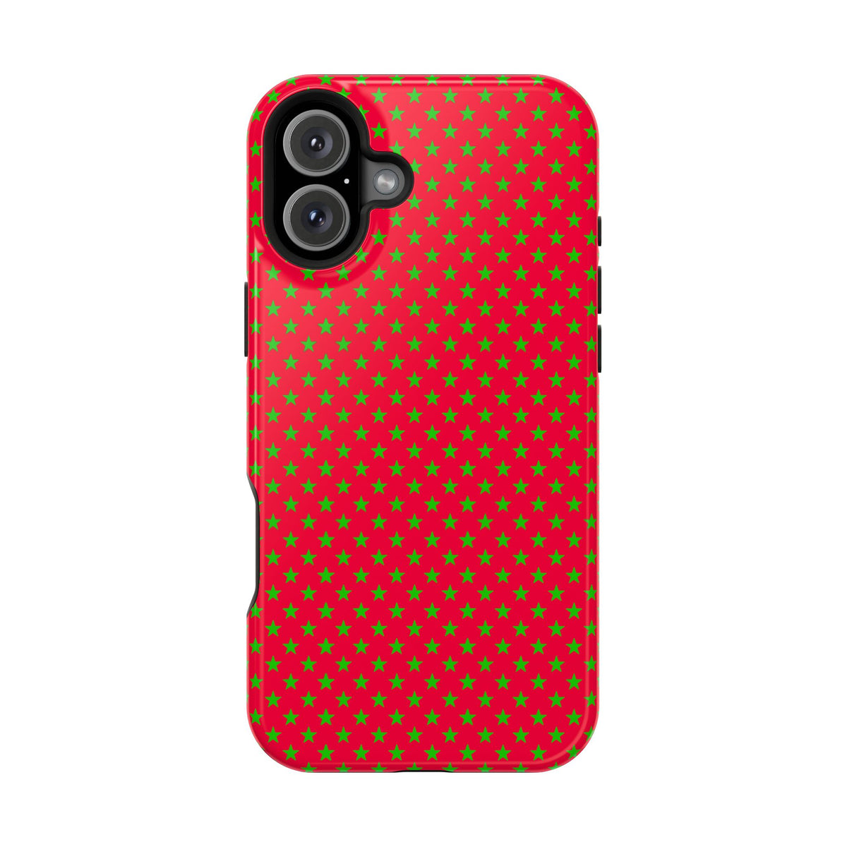 Festive Green Stars on Red MagSafe phone Case