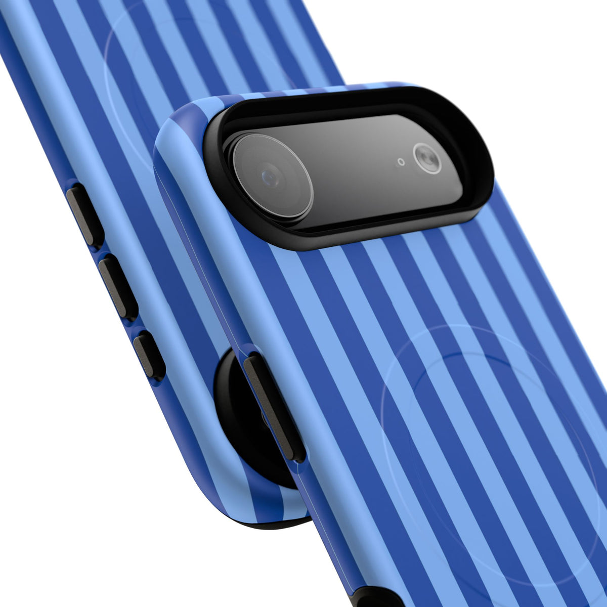 Striped Blue Magnetic Phone Case — Tough MagSafe-Compatible Protection
