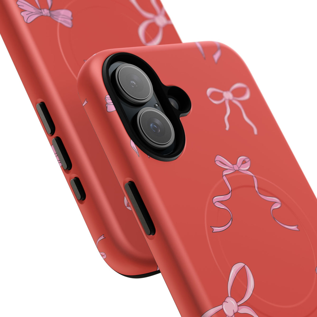 red and pink bow magsafe phone case