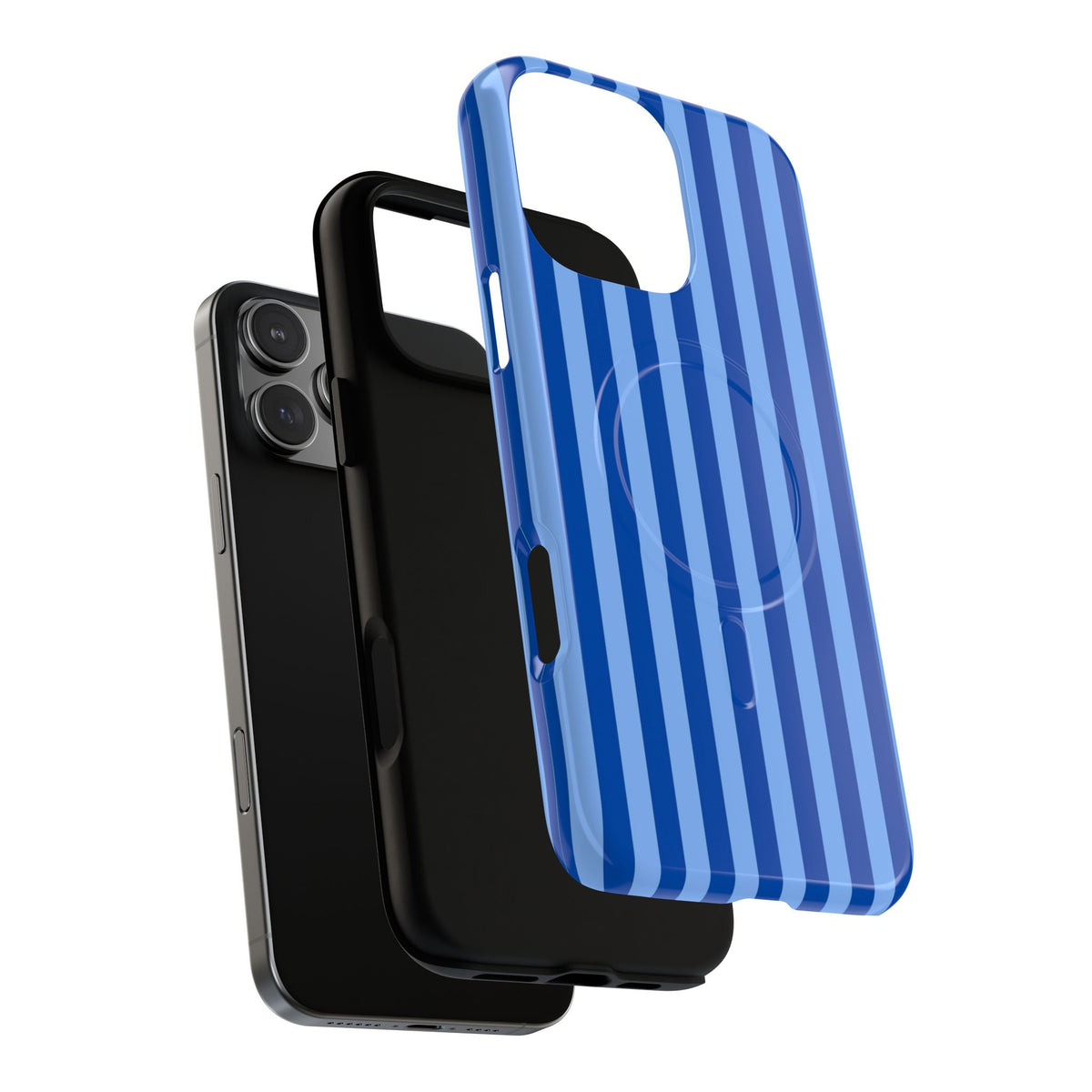 Striped Blue Magnetic Phone Case — Tough MagSafe-Compatible Protection