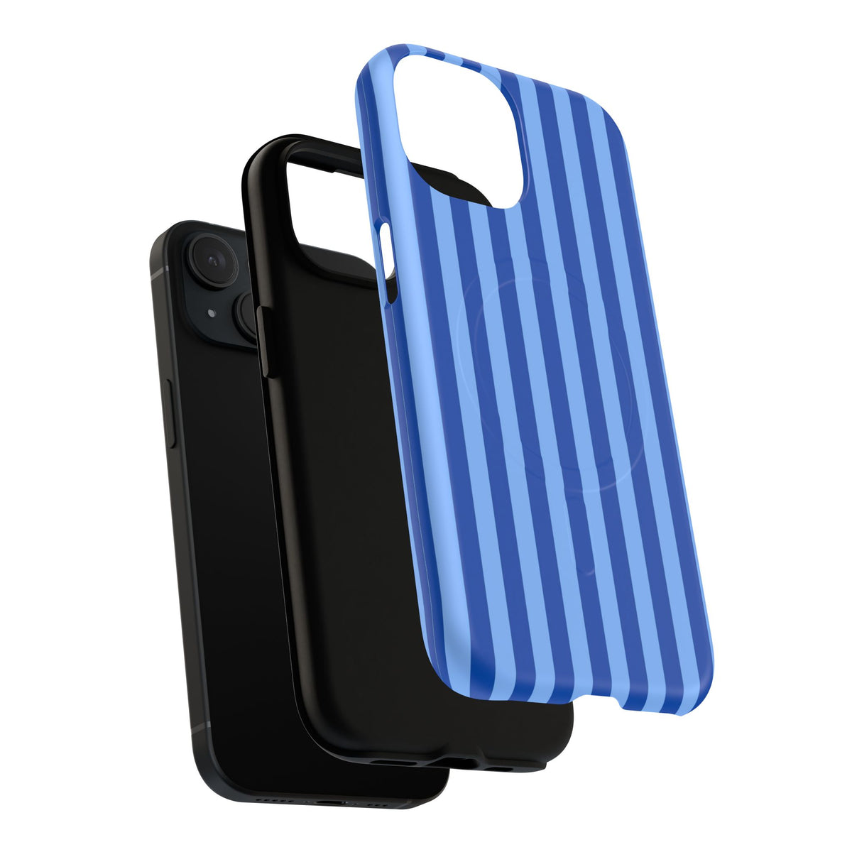 Striped Blue Magnetic Phone Case — Tough MagSafe-Compatible Protection