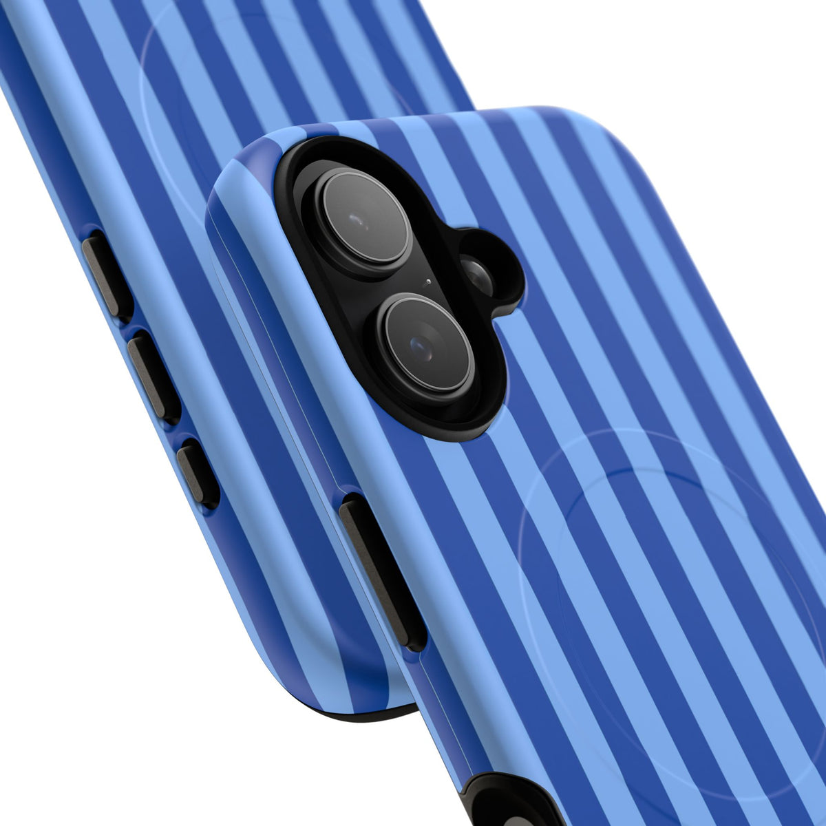 Striped Blue Magnetic Phone Case — Tough MagSafe-Compatible Protection