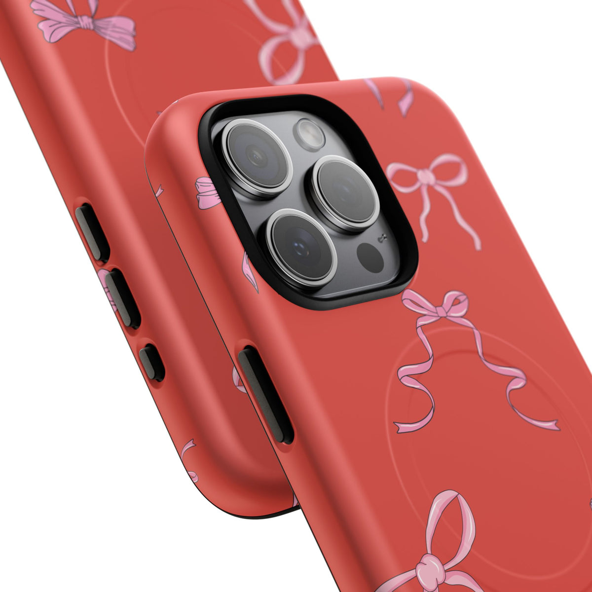 red and pink bow magsafe phone case
