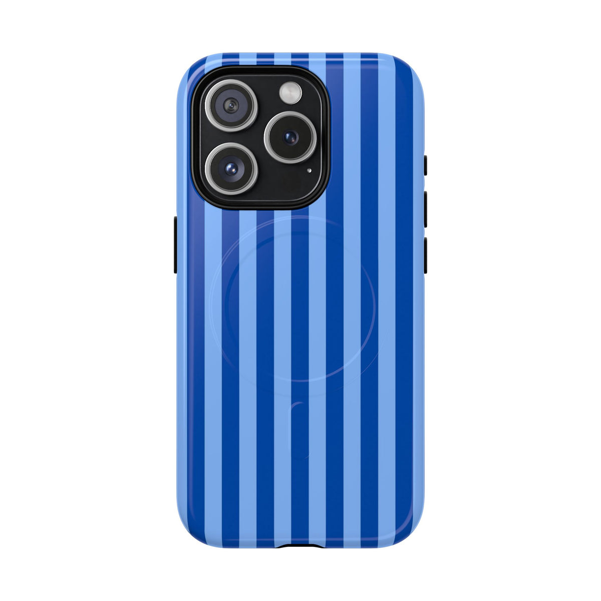 Striped Blue Magnetic Phone Case — Tough MagSafe-Compatible Protection