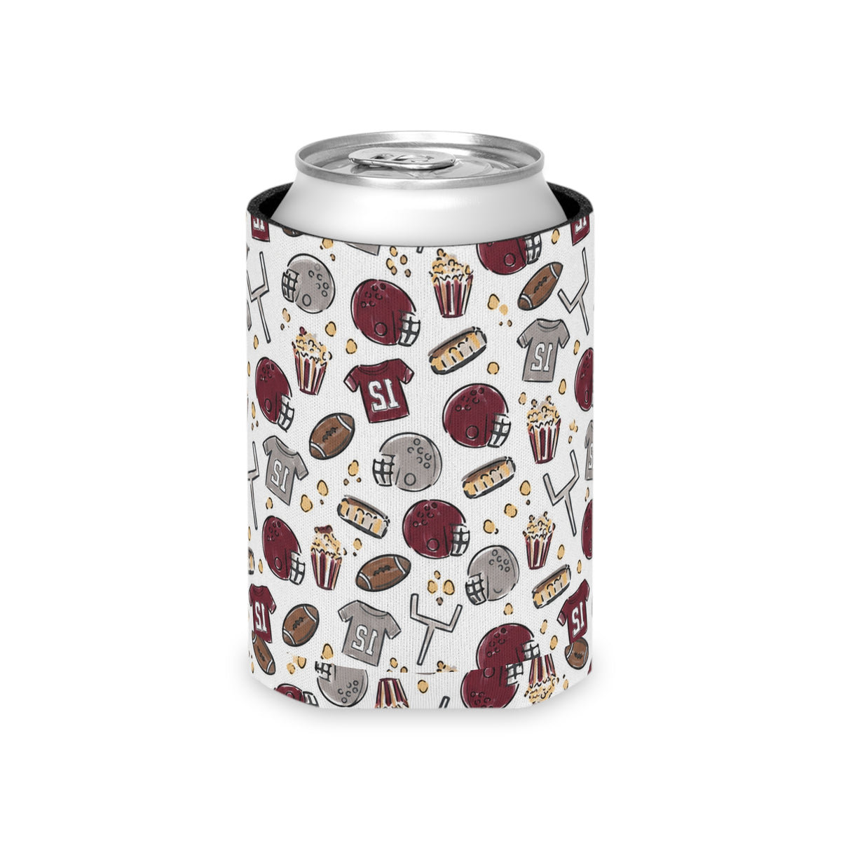 maroon football koozie