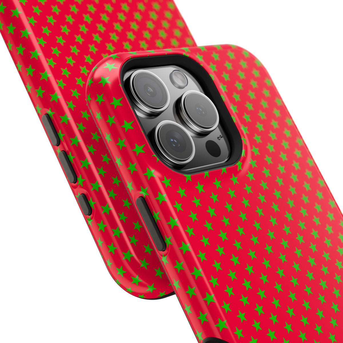 Festive Green Stars on Red MagSafe phone Case