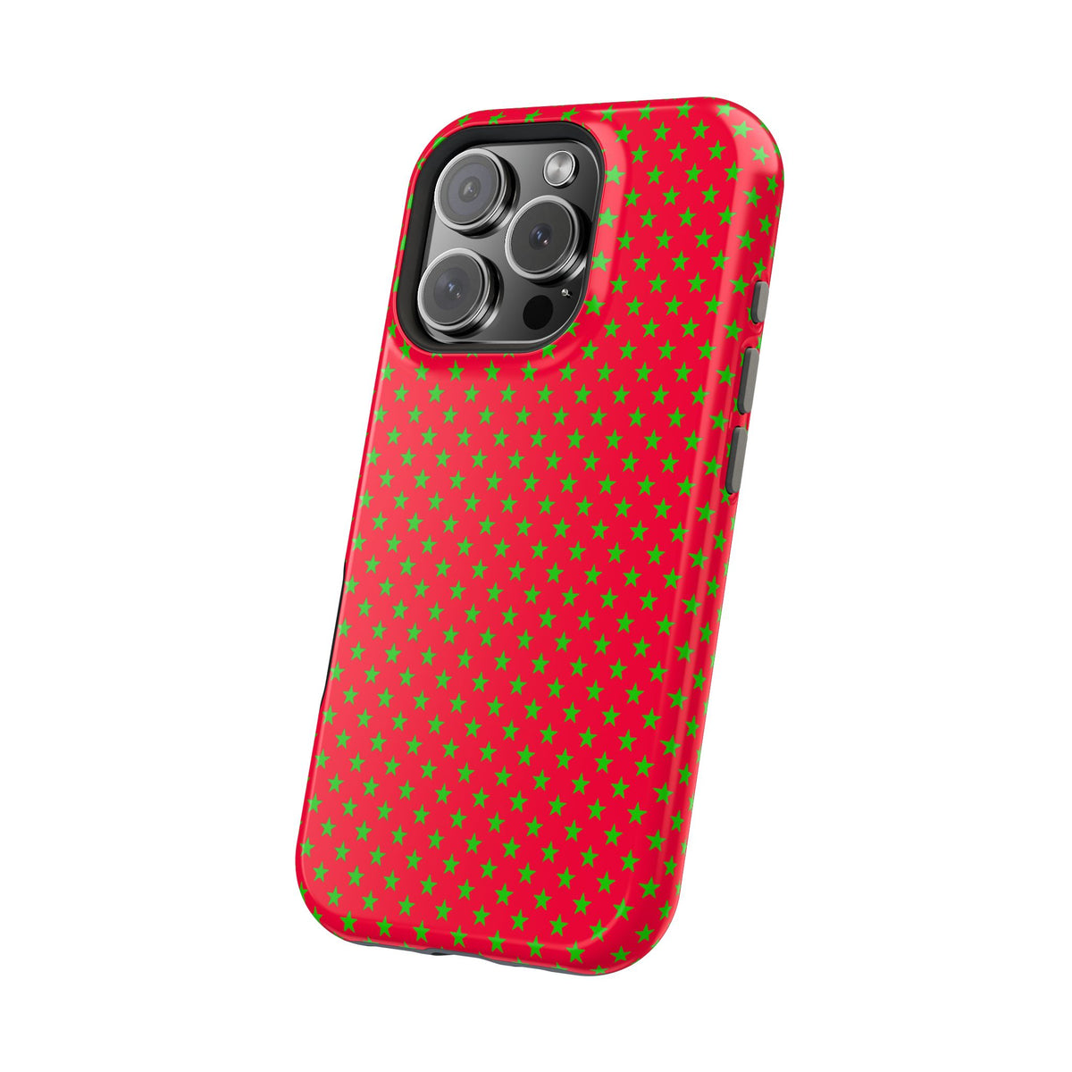 Festive Green Stars on Red MagSafe phone Case
