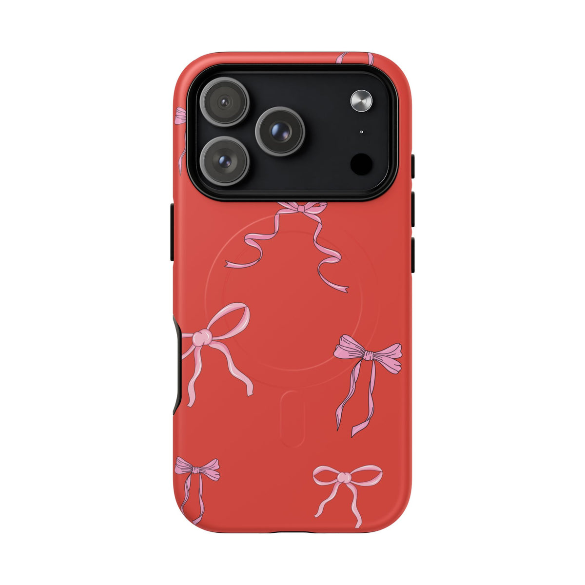 red and pink bow magsafe phone case