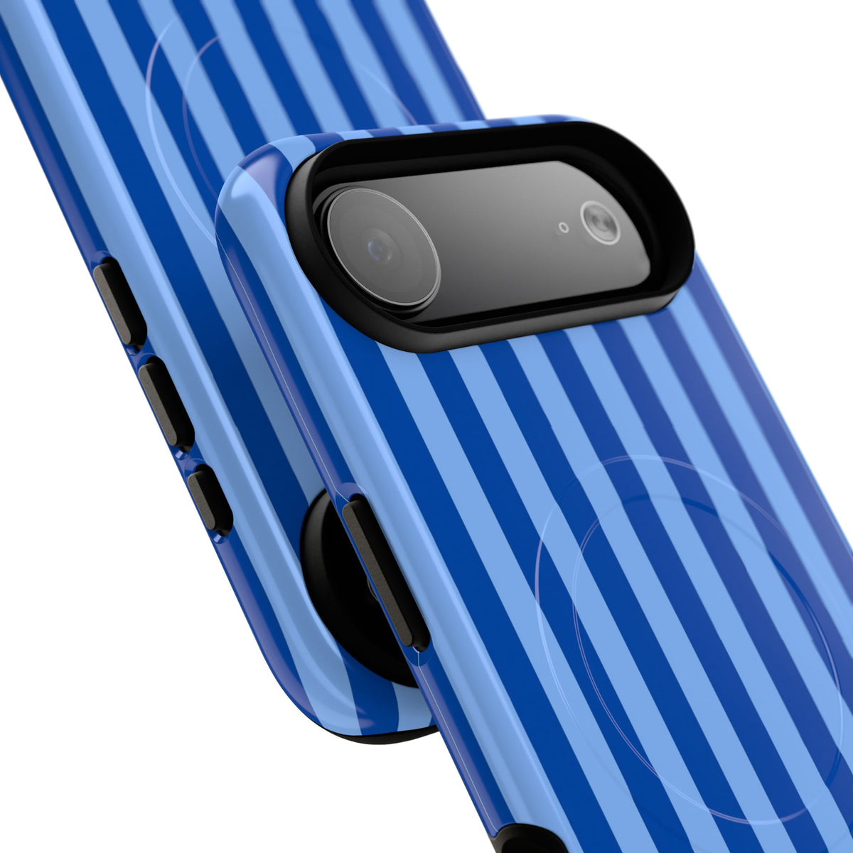 Striped Blue Magnetic Phone Case — Tough MagSafe-Compatible Protection