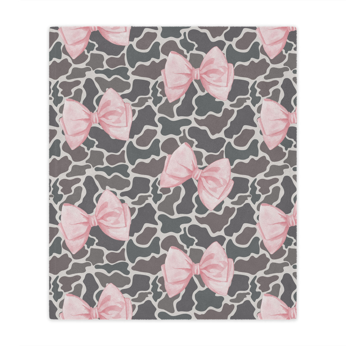 Pink Bow Duck Camo Blanket