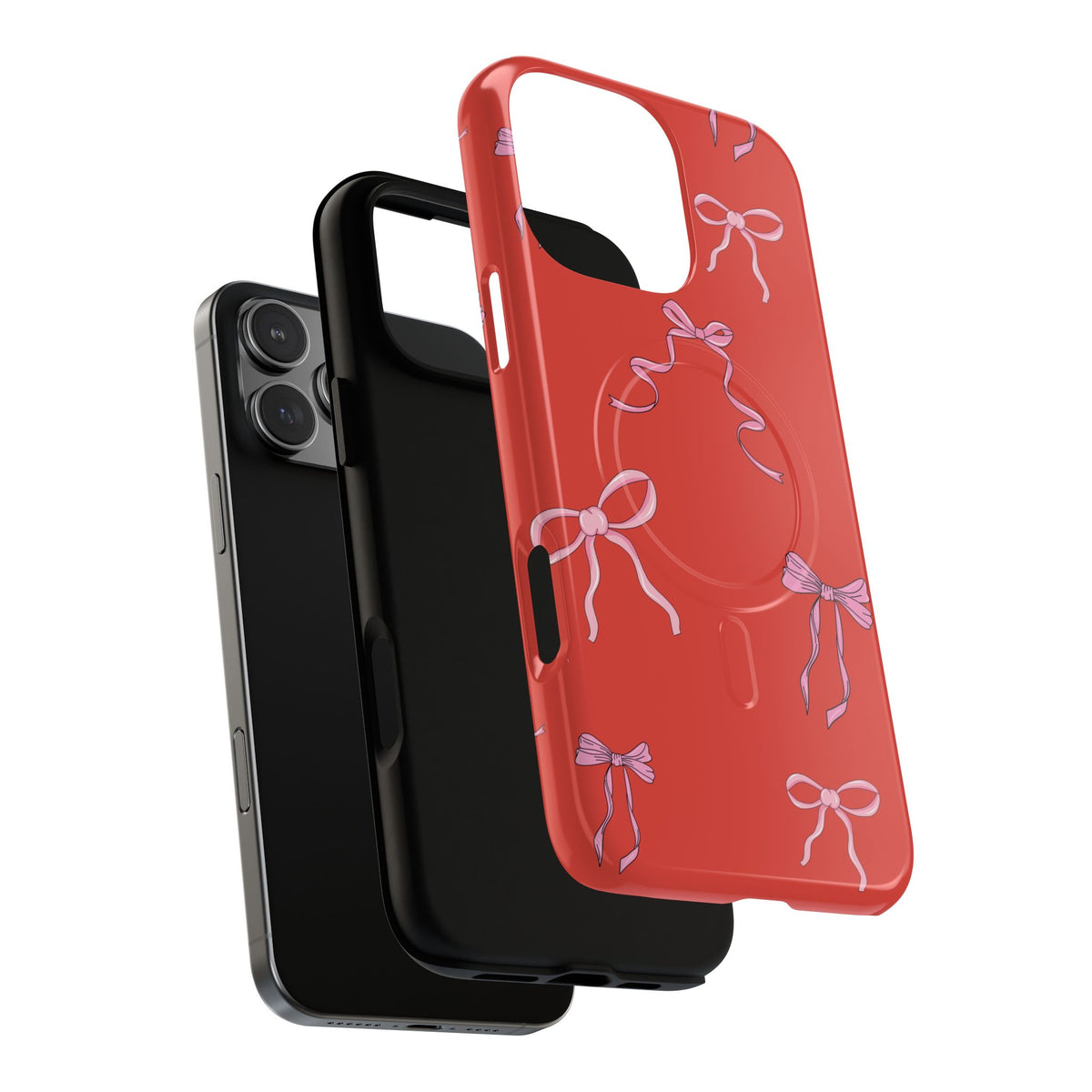red and pink bow magsafe phone case