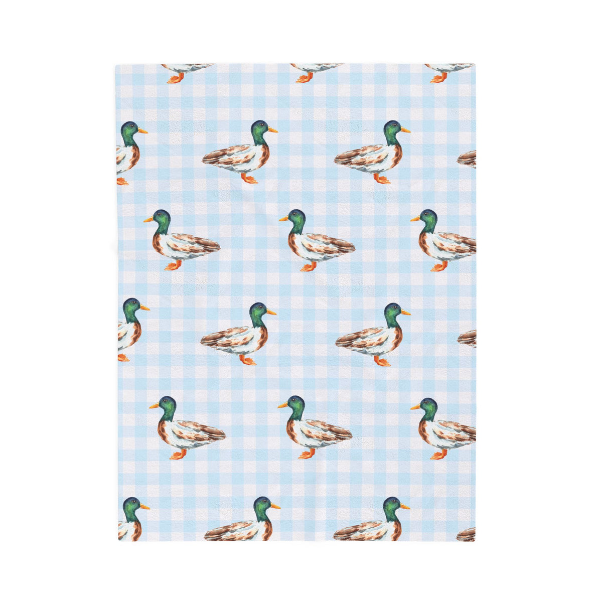Mallard Duck Blue Gingham Blanket