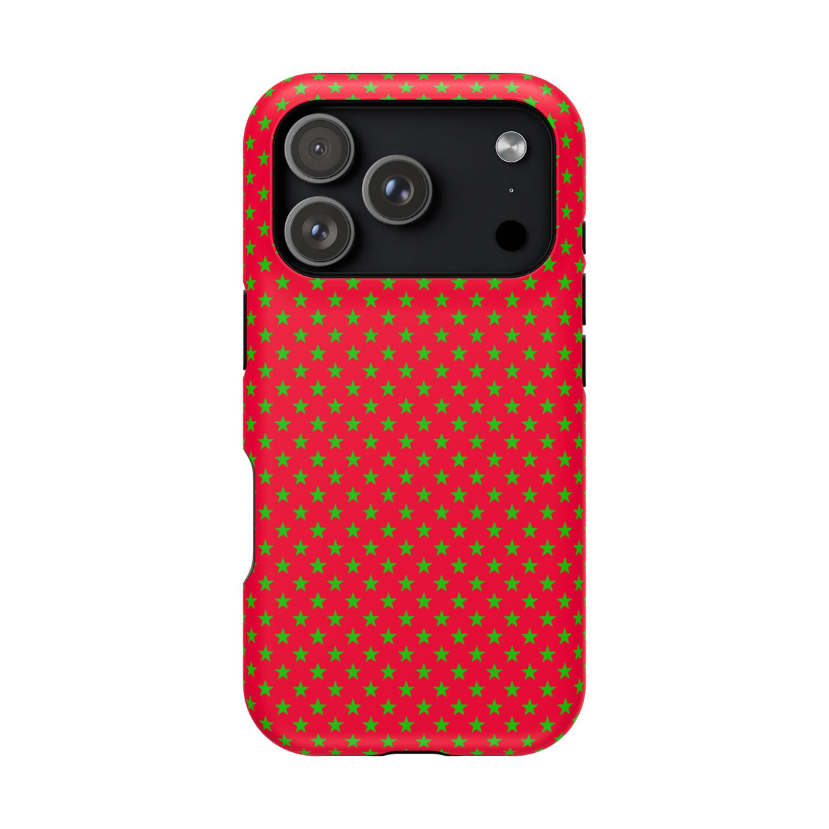 Festive Green Stars on Red MagSafe phone Case