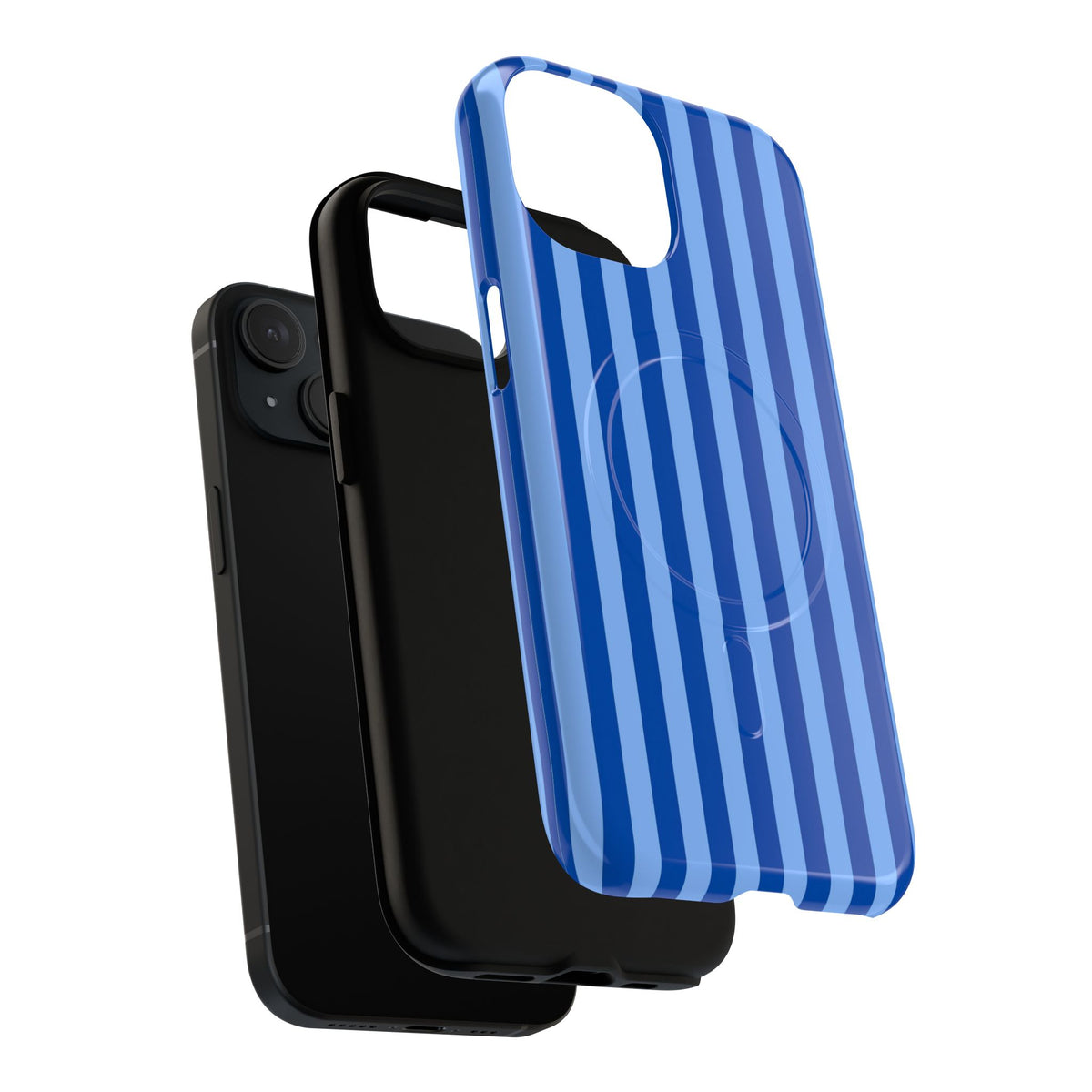 Striped Blue Magnetic Phone Case — Tough MagSafe-Compatible Protection
