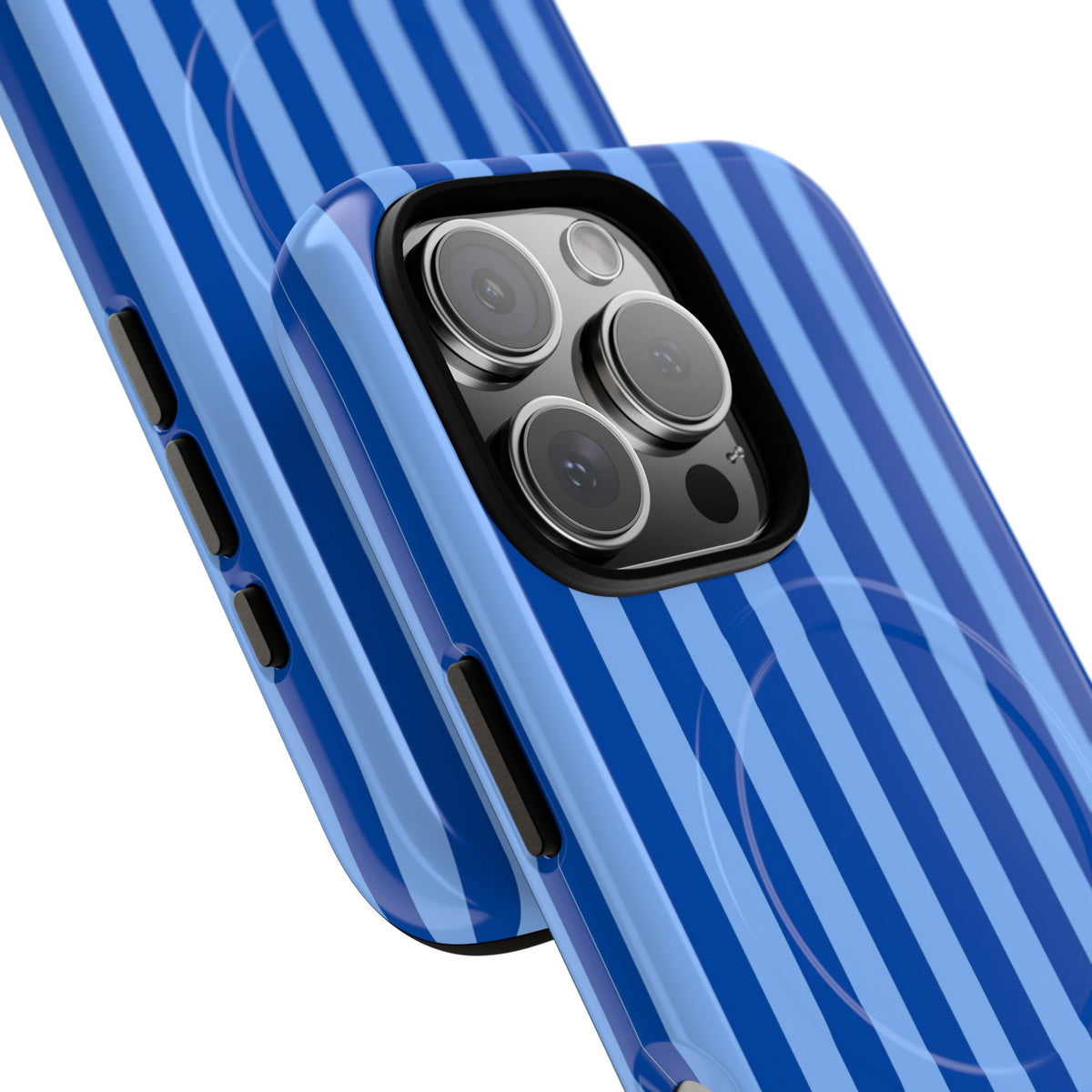 Striped Blue Magnetic Phone Case — Tough MagSafe-Compatible Protection