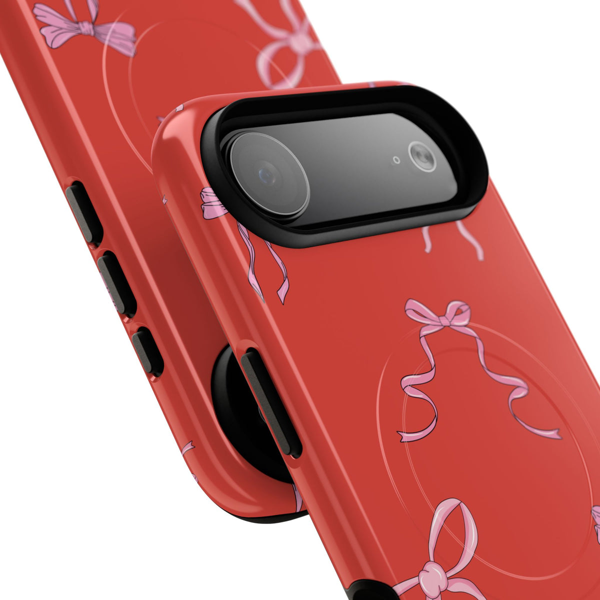red and pink bow magsafe phone case