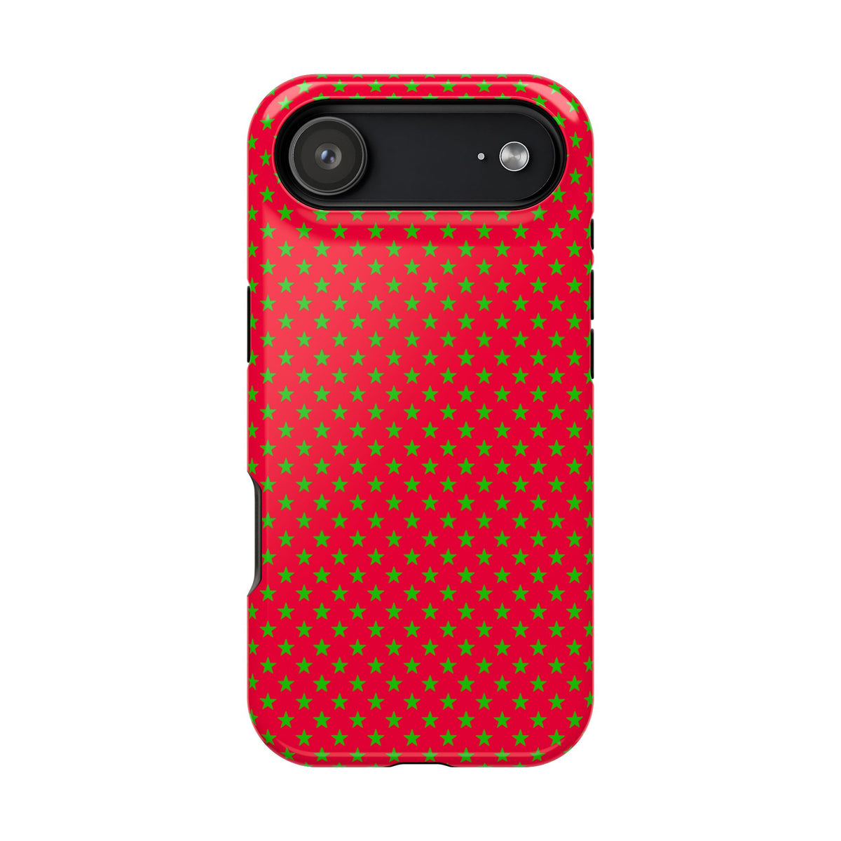 Festive Green Stars on Red MagSafe phone Case