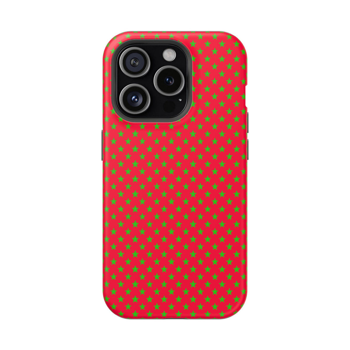 Festive Green Stars on Red MagSafe phone Case