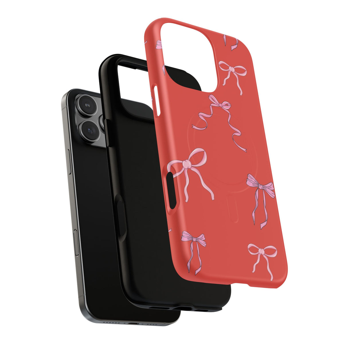 red and pink bow magsafe phone case