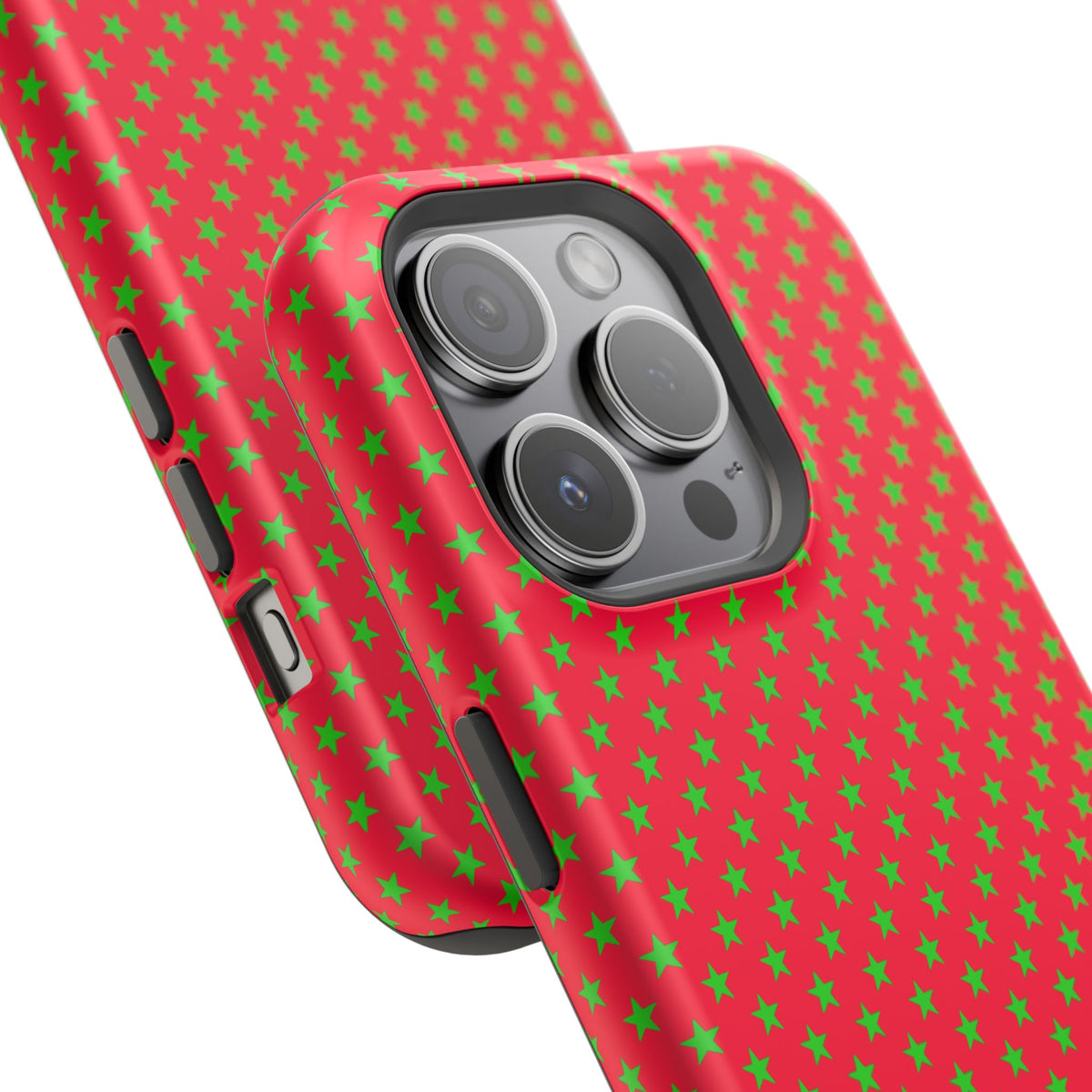 Festive Green Stars on Red MagSafe phone Case