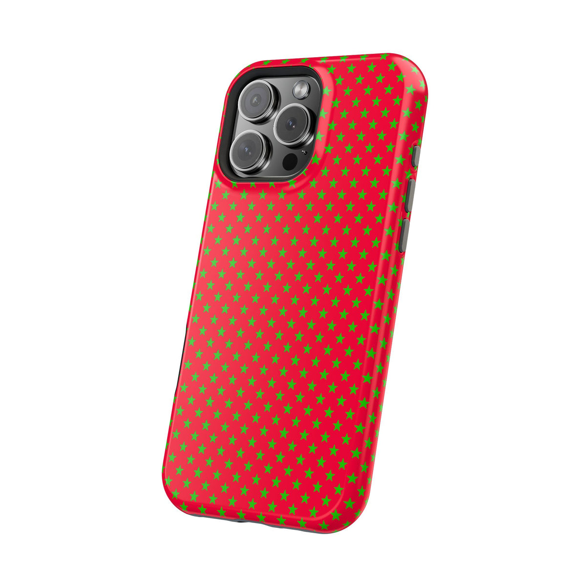 Festive Green Stars on Red MagSafe phone Case