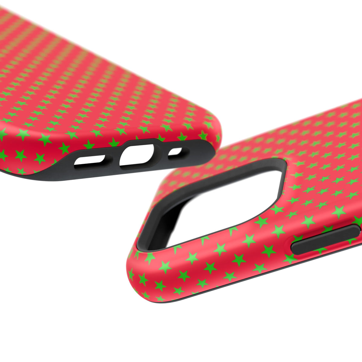 Festive Green Stars on Red MagSafe phone Case