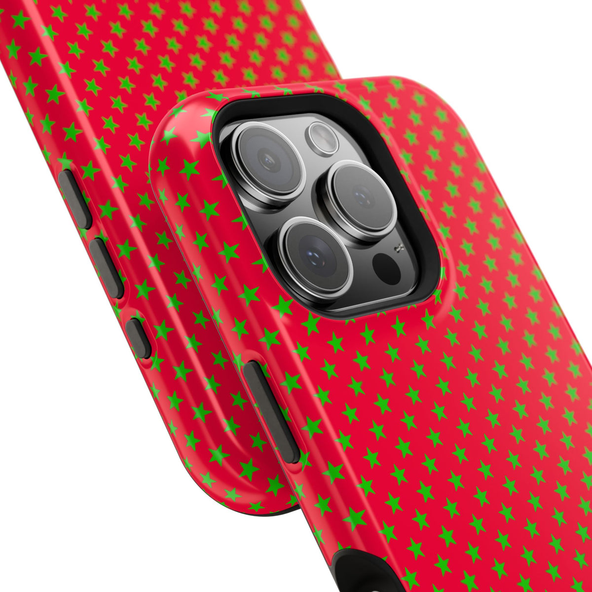 Festive Green Stars on Red MagSafe phone Case