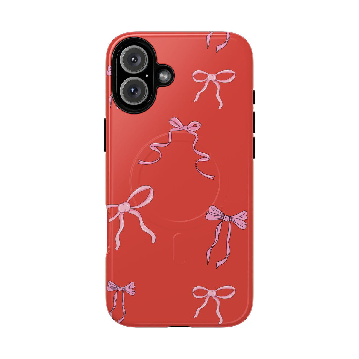 red and pink bow magsafe phone case
