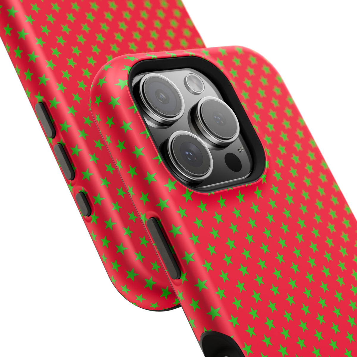 Festive Green Stars on Red MagSafe phone Case