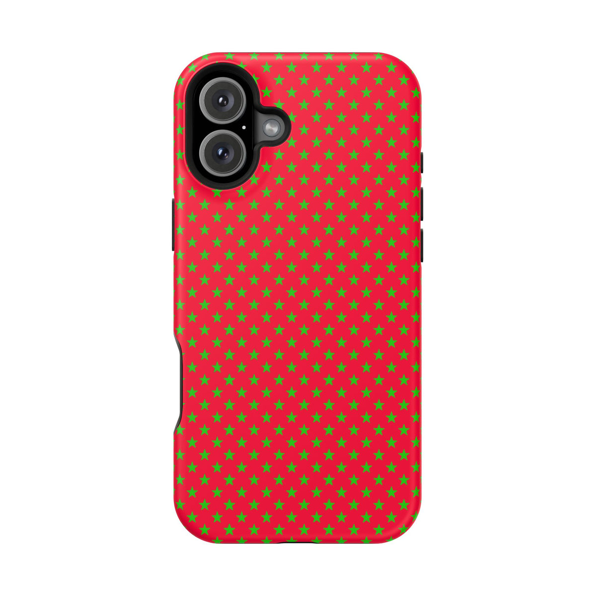 Festive Green Stars on Red MagSafe phone Case