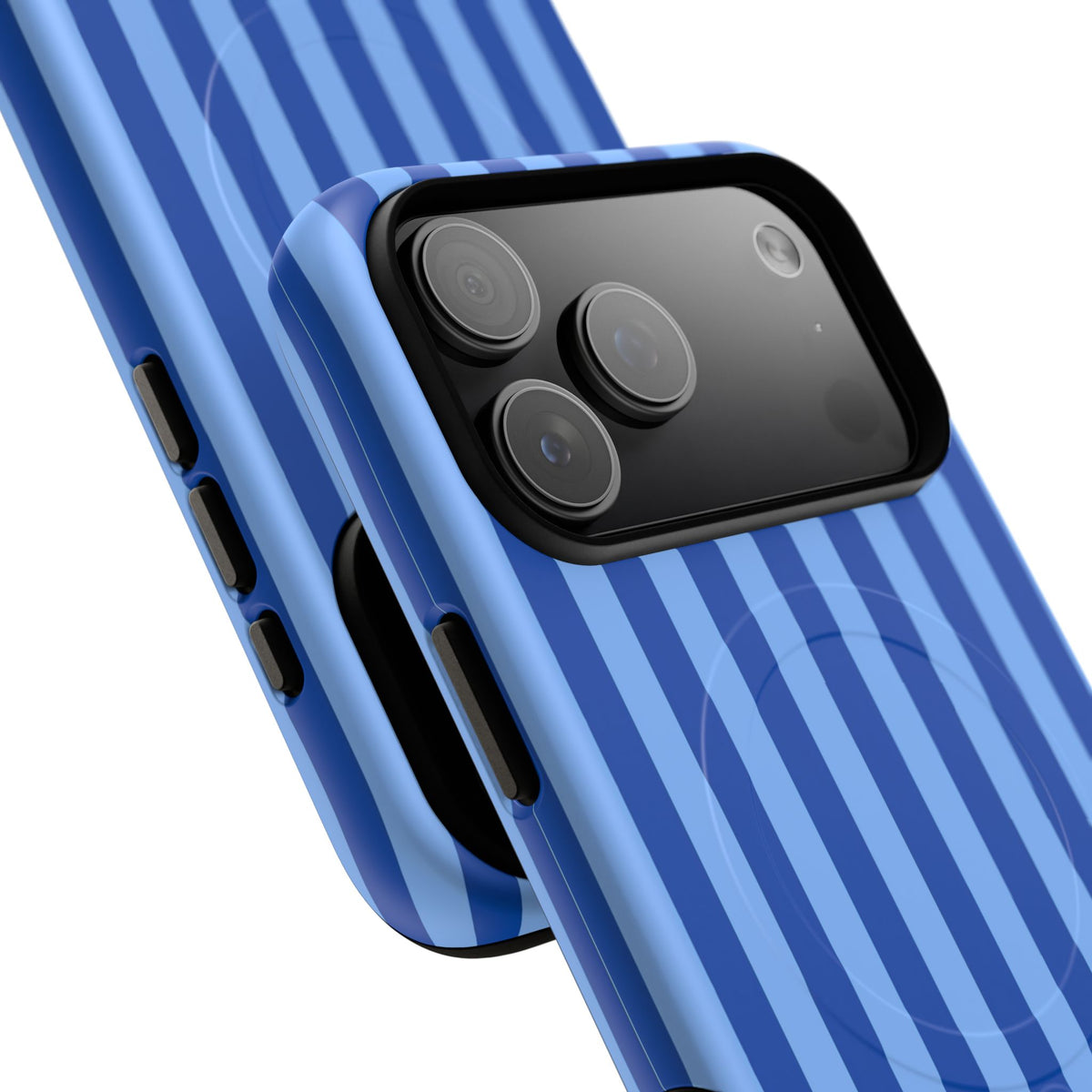Striped Blue Magnetic Phone Case — Tough MagSafe-Compatible Protection